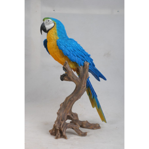 28.25" Blue and Yellow Large Macaw Outdoor Statue