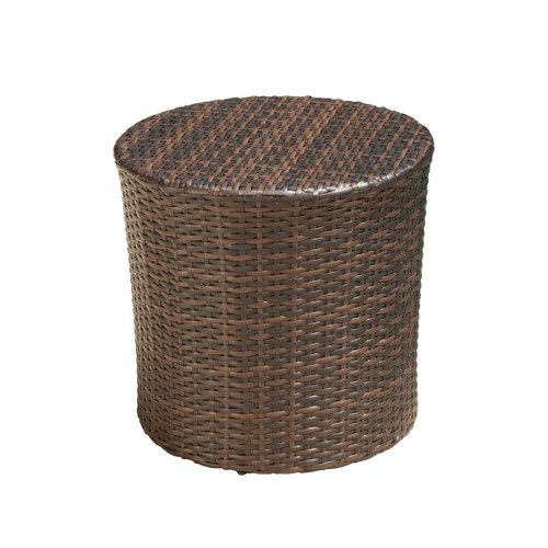 17.5" Sophisticated Brown Outdoor Barrel Accent Side Table - Stylish and Convenient for Your Outdoor Needs