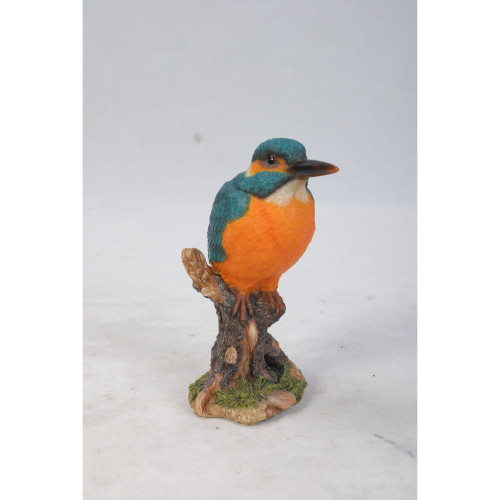 7.5" Kingfisher on Stump Outdoor Garden Statue