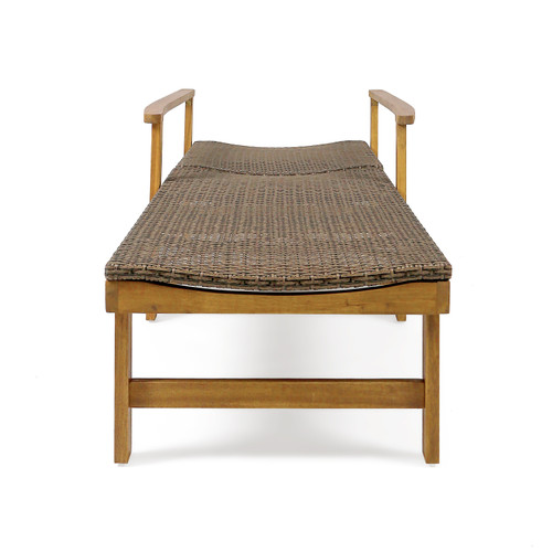 78.75" Brown and Gray Contemporary Outdoor Patio Chaise Lounge