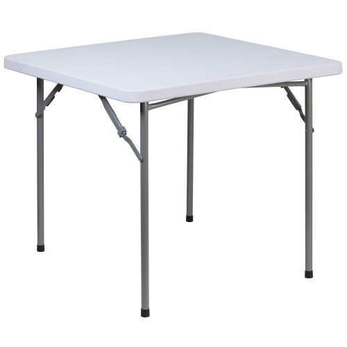 33.75" Granite White and Gray Contemporary Square Outdoor Patio Folding Table