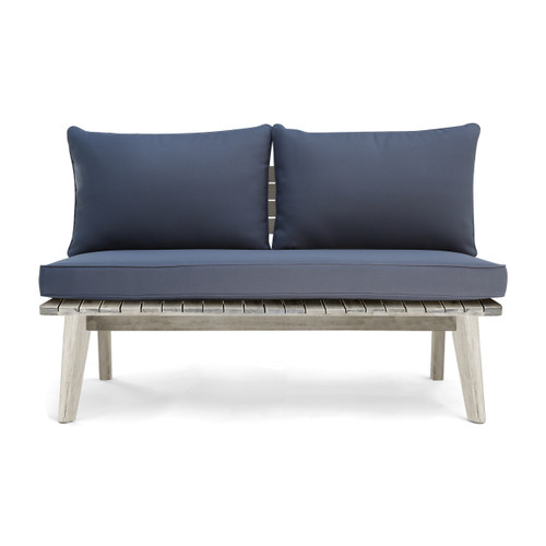 48.75" Steel Gray Contemporary Outdoor Patio Loveseat - Inviting Luxury for Your Patio