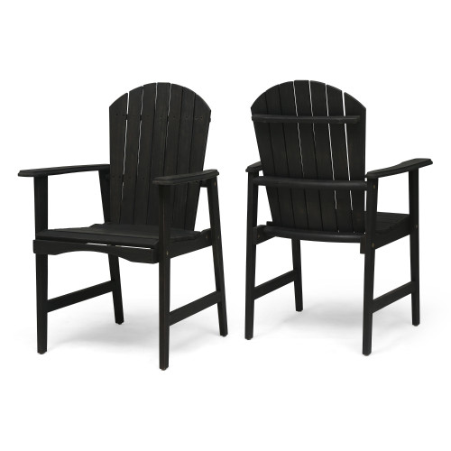 Set of 2 Charcoal Gray Outdoor Adirondack Dining Chairs - Rustic and Weather-Resistant