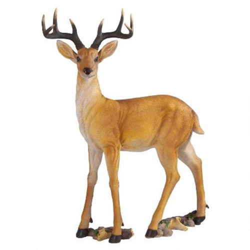 37.5" Standing Deer Hand-Painted Outdoor Garden Statue