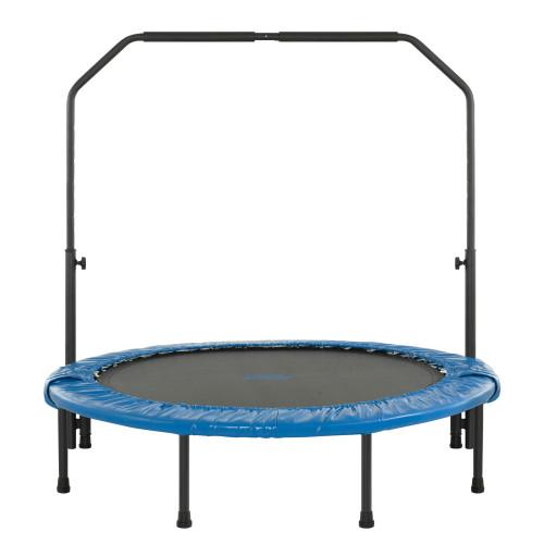 48" Black and Blue Upper Bounce Mini Foldable Rebounder Outdoor Fitness Trampoline with Adjustable Handrail