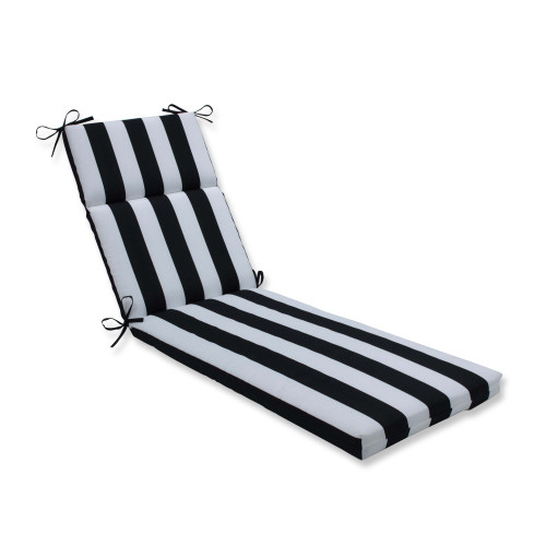 Black and White Striped UV Resistant Outdoor Patio Chaise Lounge Cushion 72.5"