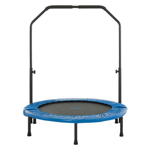 40" Black and Blue Upper Bounce Mini Foldable Rebounder Outdoor Fitness Trampoline with Adjustable Handrail