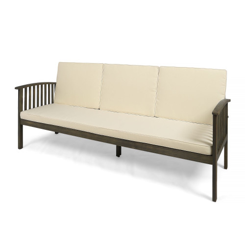 Maximize Style and Comfort with 77.75" Gray and Cream White Outdoor Patio Sofa