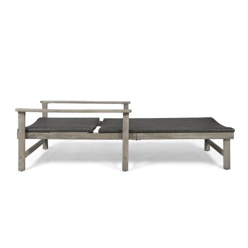 78.75" Gray and Black Contemporary Outdoor Patio Chaise Lounge