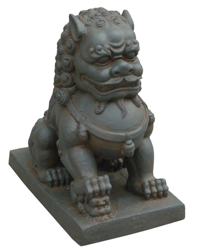 13.5" Ancient Imperial Guardian Male Foo Dog Outdoor Garden Statue