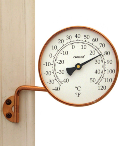 4" White and Brown Round Swivel Dial Thermometer