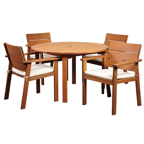 5-Piece Brown Nelson Eucalyptus Round Patio Dining Set 47"