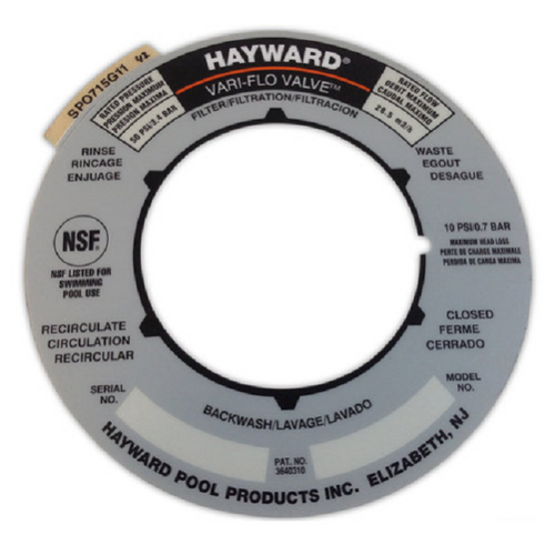 5" Silver Hayward Replacement Sand Filter Valve Label - Efficient Pool Cleaning Solution