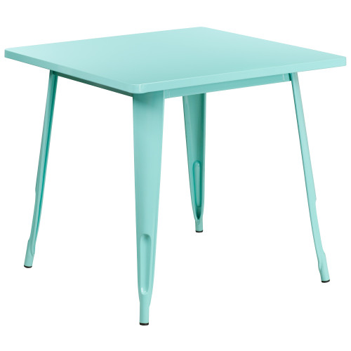 31.5'' Mint Green Elegant Square Shaped Indoor-Outdoor Metal Table - Rustic and Modern Design