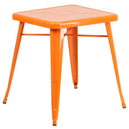 29" Orange Solid Square Outdoor Cafe Bar Table