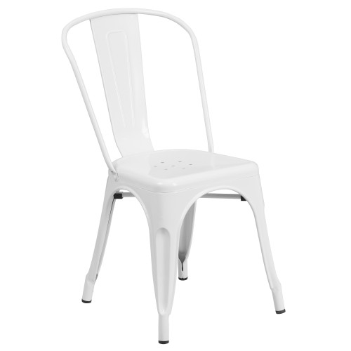 33-Inch White Contemporary Outdoor Furniture Patio Stackable Chair - Convenient, Cozy, and Durable