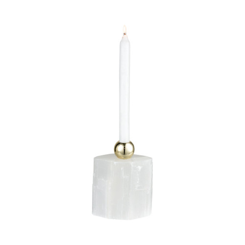 5.5" White and Gold Bienvenu Decorative Small Jar Candle Holder