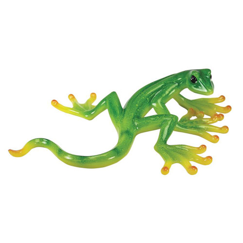 15" Vibrant Green Gecko Outdoor Garden Statue - A Colorful Delight for Reptile Enthusiasts