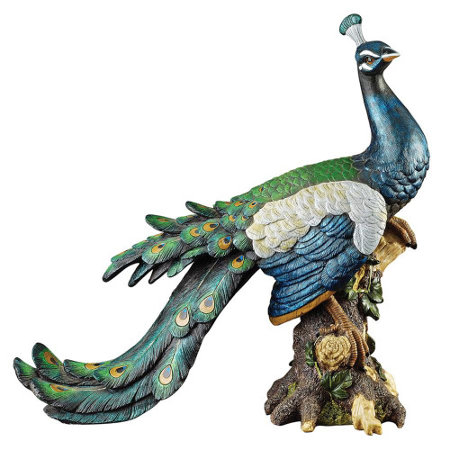 15" Palace Peacock Outdoor Garden Statue