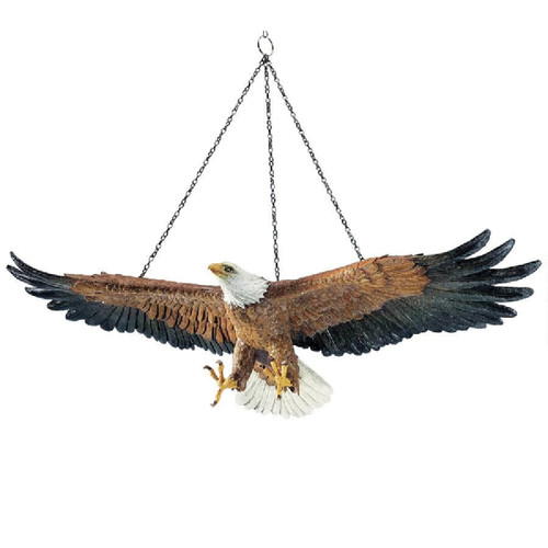 19.5" Flight of Freedom Hanging Eagle American Outdoor Garden Statue