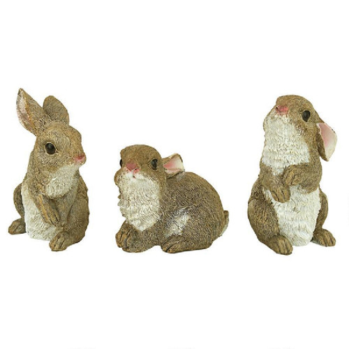 Adorable 5" Set of 6 Baby Bunny Rabbit Spring Outdoor Garden Figures | Hand-Painted Resin | Easter Delight