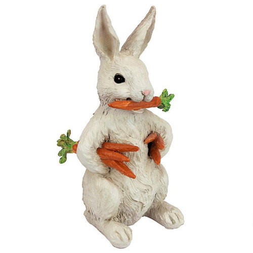 12.5" Bunny Rabbit with Carrots Outdoor Garden Statue