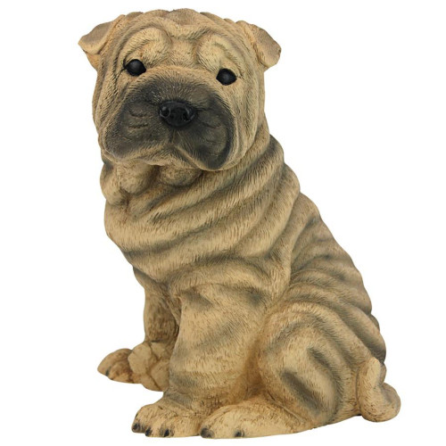 9.5" Sitting Shar-Pei Dog Outdoor Garden Statue