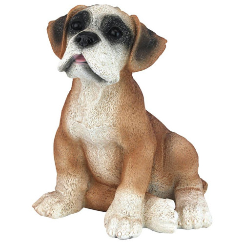 9" Sitting Boxer Puppy Dog Outdoor Garden Statue