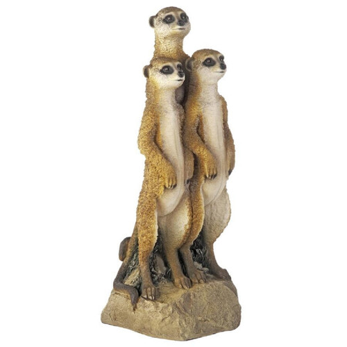 26" Standing Meerkat Gang Hand-Painted Outdoor Garden Statue