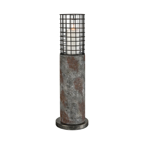 26" Gray Concrete Body with Black Metal Mesh Candle Holder