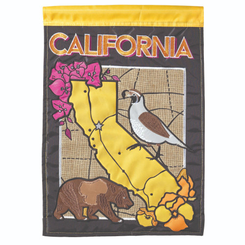 Yellow and Brown California Symbols Printed Garden Flag 18"x13" - Lively Outdoor Décor