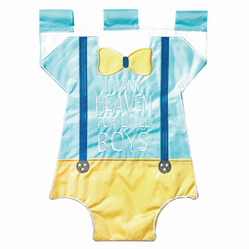 Blue and Yellow One Piece Thank Heaven for Boys Garden Flag 18" x 13
