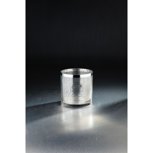 6" Silver and Clear Cylindrical Handblown Glass Vase