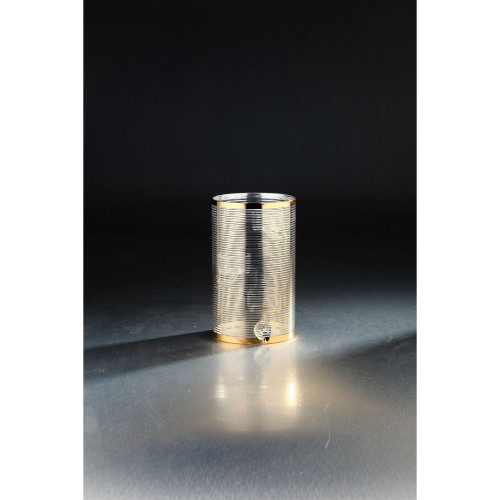 Striped Cylindrical Glass Pillar Candleholder - 18" - Metallic Gold