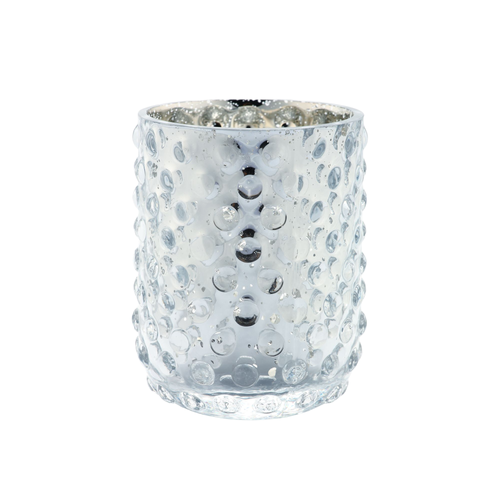 5.5" Silver Colored Hand Blown Glass Votive Candle Holder