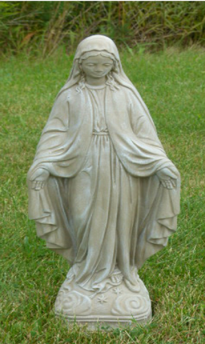 25" Chestnut Finish Virgin Mary Outdoor Patio Statue - Inspiring Grace and Elegance