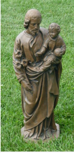 25" Antique Stone St. Joseph Outdoor Patio Statue - Enhance Your Space with Religious Charm