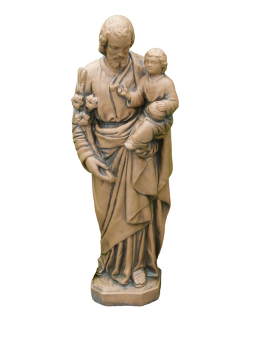 25" Saddle Stone St. Joseph Outdoor Patio Statue - Timeless Elegance for Your Exterior