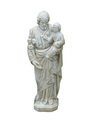 25" Limestone St. Joseph Outdoor Patio Statue - Embrace Serenity in Your Exterior
