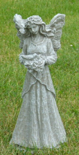 18" Olive Finish Fairy with Dove - Exquisite Outdoor Patio Statue