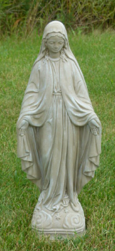 25" Virgin Mary Outdoor Patio Statue - Ash Finish - Inspiring Serenity and Grace