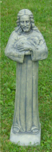 25" Burnt Umber Stone Finish Jesus with a Lamb Outdoor Patio Statue