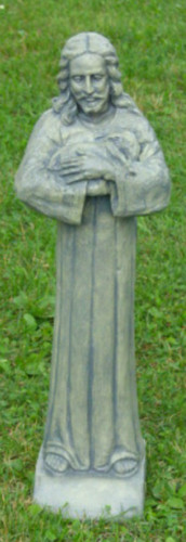 25" Jesus with a Lamb Outdoor Patio Statue - Rust Finish