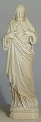 25" Cedar Finish Sacred Heart of Jesus Outdoor Patio Statue | Inspire Your Garden with Serenity