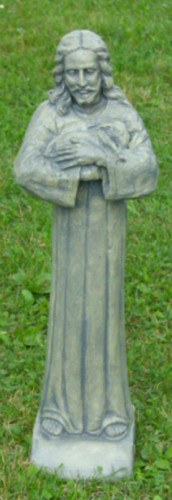 25" Jesus with a Lamb Outdoor Patio Statue - Ash Finish