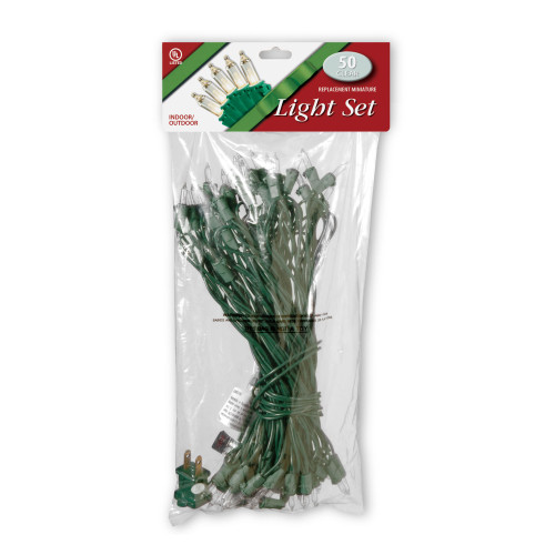 50 Clear Bulb Outdoor Illuminate Light Set - Green Wire (Pack of 2)