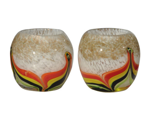 Set of 2 Hand Blown Votive Candle Holders 4"