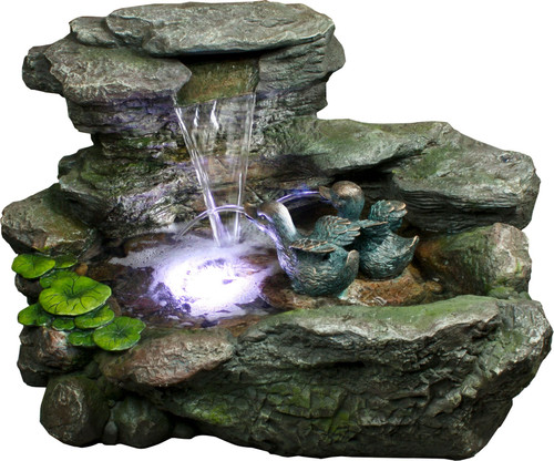 29.15" Gainesville Envirostone Outdoor Fountain with Swimming Ducklings