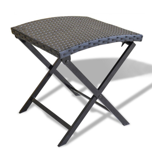 17" Jet Black Foldable Wicker with Steel Frame Outdoor Patio Stool