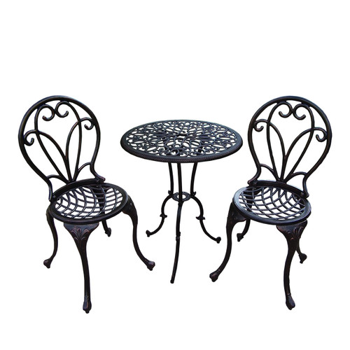 Set of 3 Black Contemporary Filigree Outdoor Furniture Patio Bistro 36"